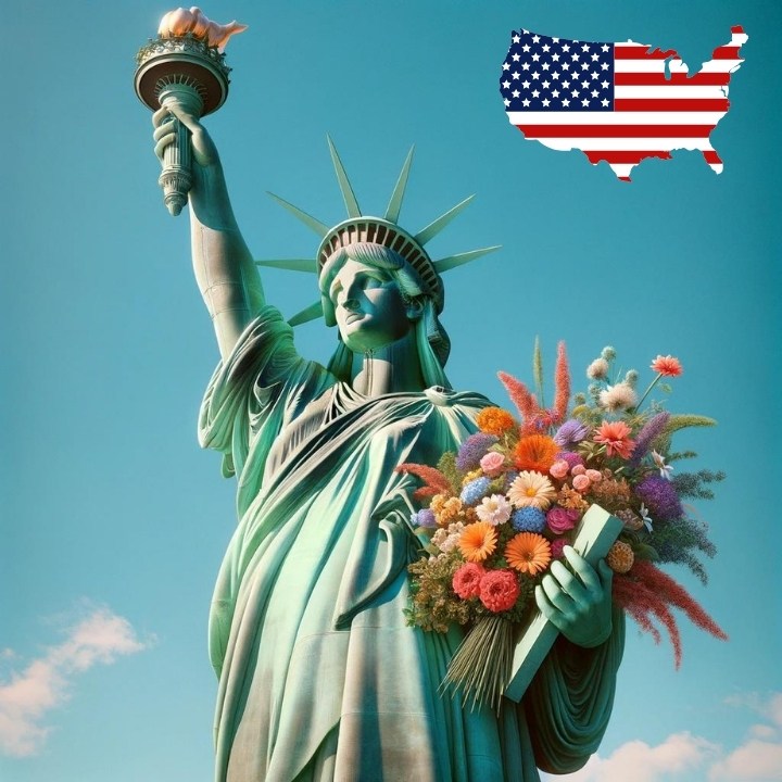 frihetsgudinnan som blombud i USA