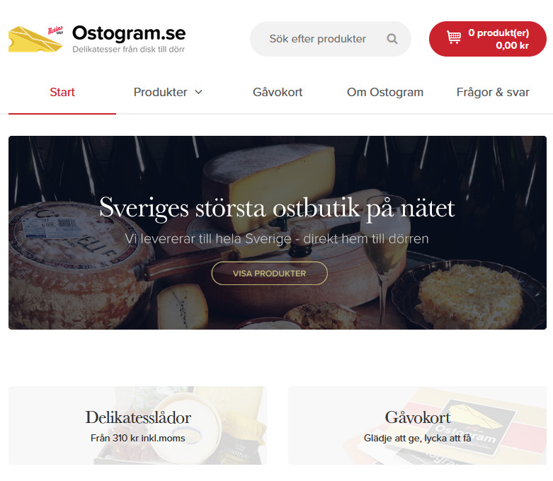 skärmdump som visar hur sajten ostogram.se ser ut